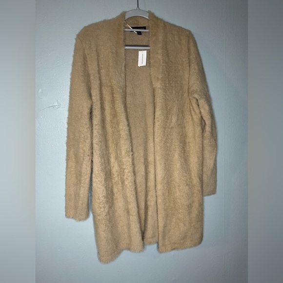 NWT Banana Republic tan open front fuzzy cardigan - Picture 1 of 7